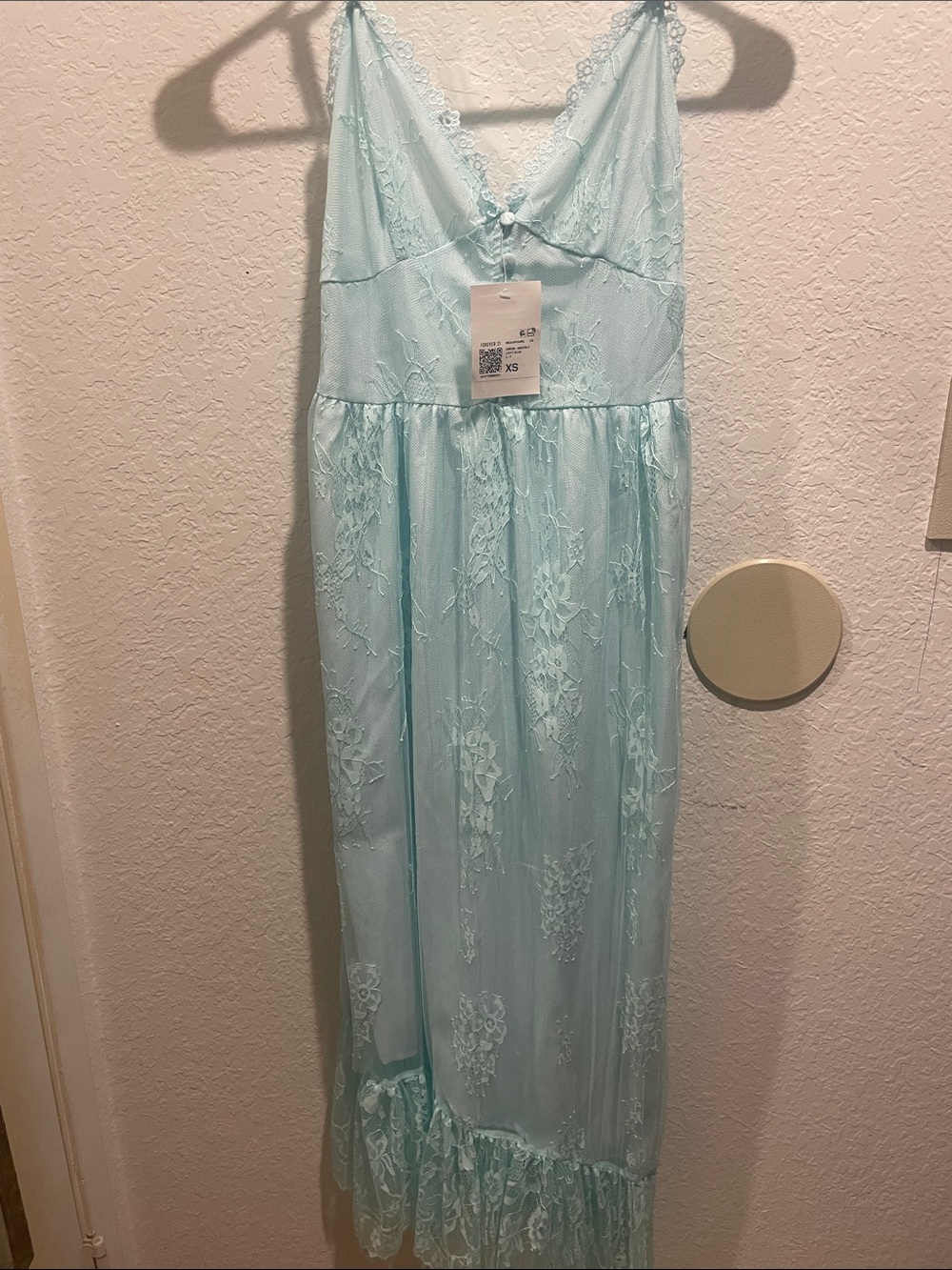 Forever 21 Light Blue Lace Maxi Slip Dress
